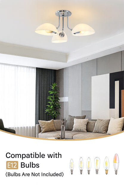 ZJVAIVE 23 62 in 3 Light Nickel Modern Semi Flush Mount Ceiling Light Fixture with Glass Shade for Kitchen Island