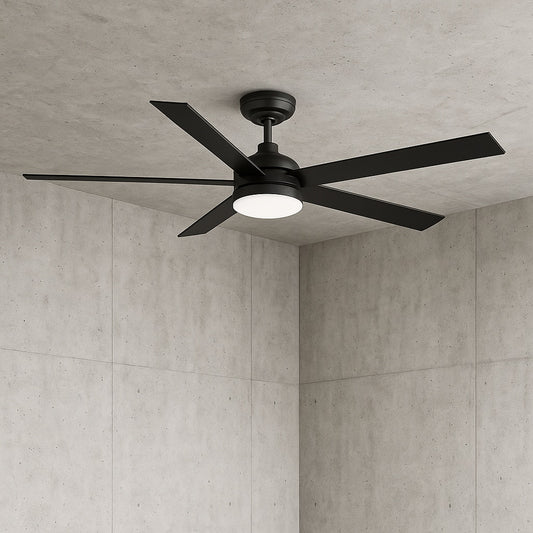 56 in. Modern Smart Indoor Black Ceiling Fan with Dimmable LED Light and APP Remote Control HD TC 08