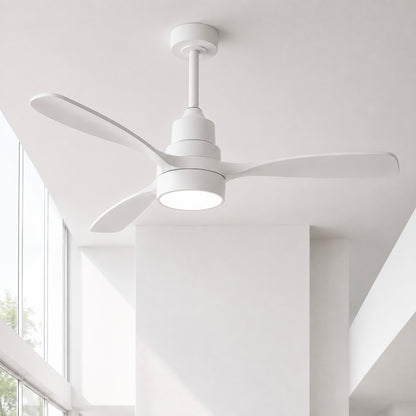MODERN HABITAT 48 in Integrated LED Indoor Downrod Mount White Standard Ceiling Fan with Dimmable Light and Remote DC Motor DUC CFL20 BL 2