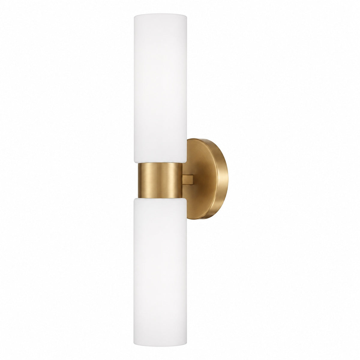 HOMEPLACE LIGHTING Theo 5 in W x 20 5 in H 2 Light Dual Linear Sconce Bath Bar Light in Aged Brass with Soft White Glass 652621AD