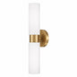 HOMEPLACE LIGHTING Theo 5 in W x 20 5 in H 2 Light Dual Linear Sconce Bath Bar Light in Aged Brass with Soft White Glass 652621AD