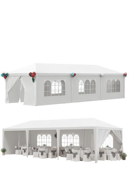 Tozey 10 ft. x 30 ft. White Party Tent with Removable Sidewalls and Waterproof