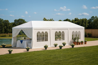 Tozey 10 ft. x 30 ft. White Party Tent with Removable Sidewalls and Waterproof