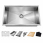 Glacier Bay Zero Radius 30 in Undermount Single Bowl 18 Gauge Stainless Steel Workstation Kitchen Sink and Accessories
