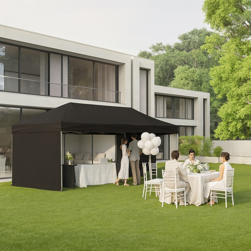 homfan 10 ft. x 20 ft. Pop Up Canopy with 4 Sidewalls Outdoor Canopy Tent with Portable Roller Bag-3 Adjustable Height