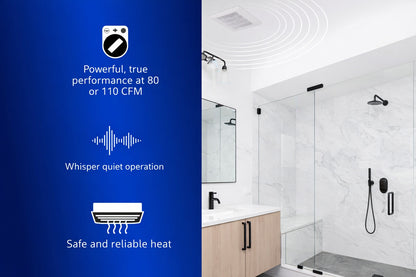 Panasonic Whisper Cozy DC 80 110 CFM Pick A Flow Ceiling Bathroom Exhaust Fan Heater with Flex Z Fast Easy Install Bracket