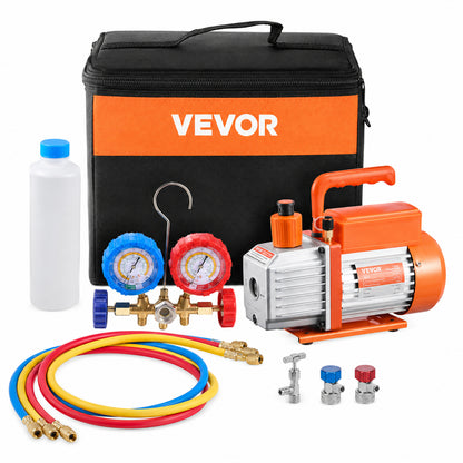 VEVOR 3 5 CFM AC Vacuum Pump and Gauge Set Single Stage Rotary Vane HVAC Air Vacuum Pump A C Refrigerant Manifold Gauge Kit ZKBZKBTZDJ14XDVMKV1