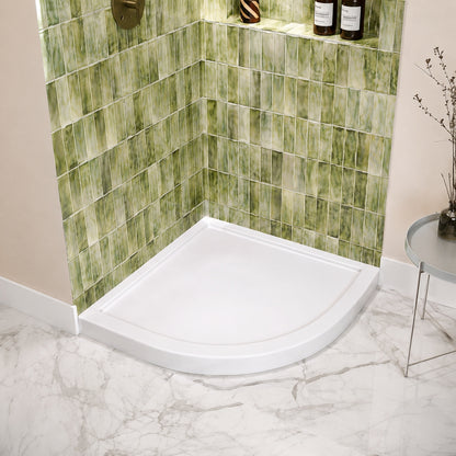 Streamline DT 2212 85 32 in x 32 in Round Corner PP Shower Pan Base in Glossy White with Center Drain Drain Included