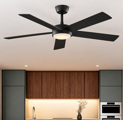Hampton Bay Benning 52 in Indoor Matte Black Downrod Mount Ceiling Fan with Adjustable White Light LED and Remote Control Included 85251