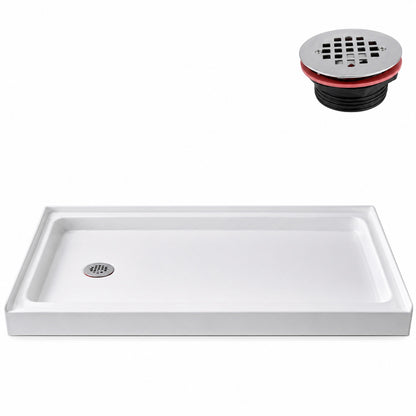 Streamline DT 2227 105 60 in x 32 in Alcove PP Shower Pan Base in Glossy White with Left Drain Drain Included