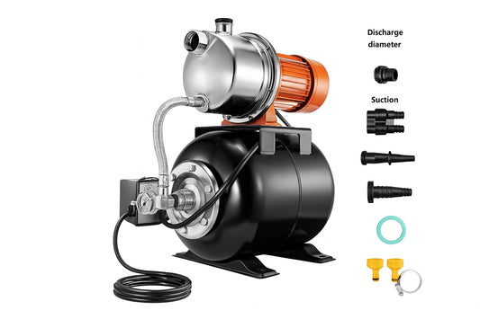 SKYSHALO 1 6 HP Shallow Well Pump 1320 GPH 5 Gal Pressure Tank 30 50 PSI Switch Stainless Steel for Irrigation