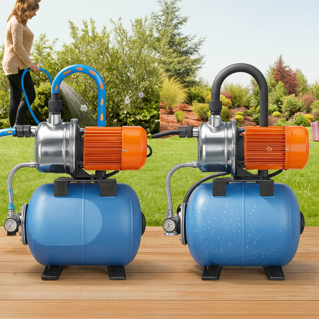 SKYSHALO 1 6 HP Shallow Well Pump 1320 GPH 5 Gal Pressure Tank 30 50 PSI Switch Stainless Steel for Irrigation
