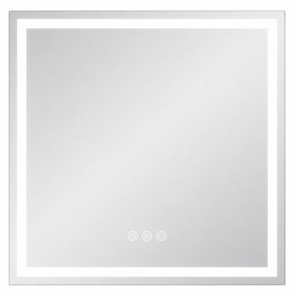 Hausvita 30 in W x 30 in H Square Frameless LED Wall Bathroom Vanity Mirror Tempered Glass
