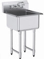 SKYSHALO Stainless Steel Prep and Utility Sink 1 Compartment Free Standing Small Sink 21 x 41 in Single Sinks
