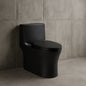 EAKYHOM Power Flush One Piece 1 1 1 6 GPF Dual Flush Elongated 15 1 in Toilet in Matte Black Slow Close Seat Included