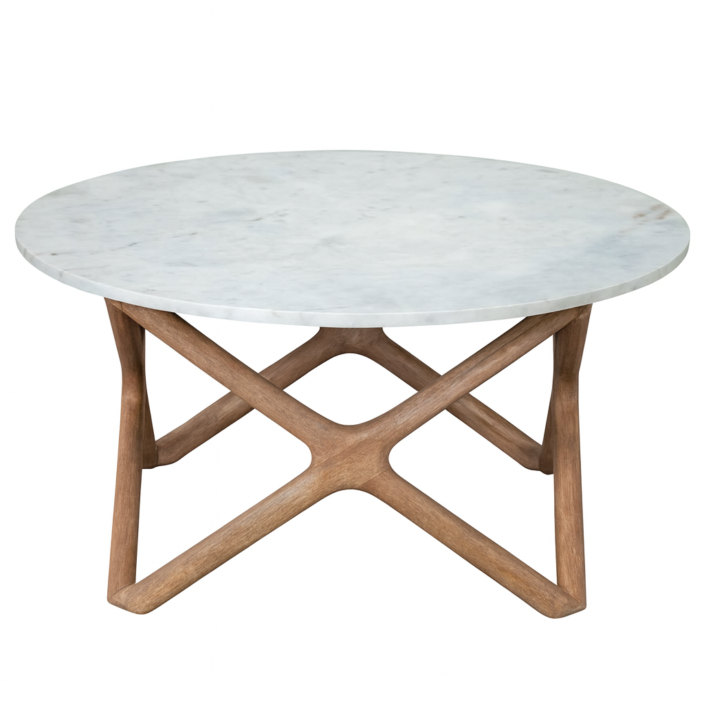 Wyman 36 in. White Round Marble Coffee Table WY200WRC