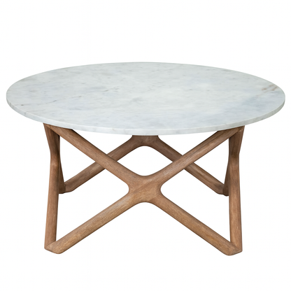 Wyman 36 in. White Round Marble Coffee Table WY200WRC