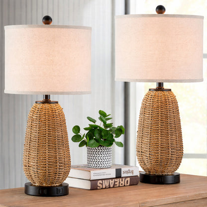 CAL Lighting 24 in Brown Resin Table Lamp with Shade