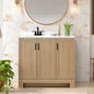 Glacier Bay Oakley 37 in Single Sink Beige Oak Freestanding Bath Vanity with White Cultured Marble Top Assembled