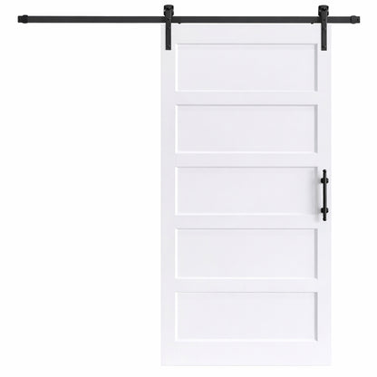 easelife 36 in x 96 in 5 Panel Solid MDF White Finished Interior Sliding Barn Door with Hardware Kit