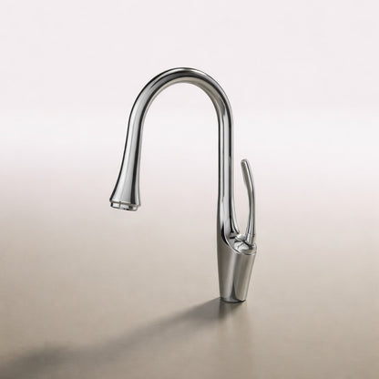 CRANACH Single Handle 18 in H Pull Down Sprayer Kitchen Faucet with 360 Spout Swivel and Dual Spray in Polished Chrome