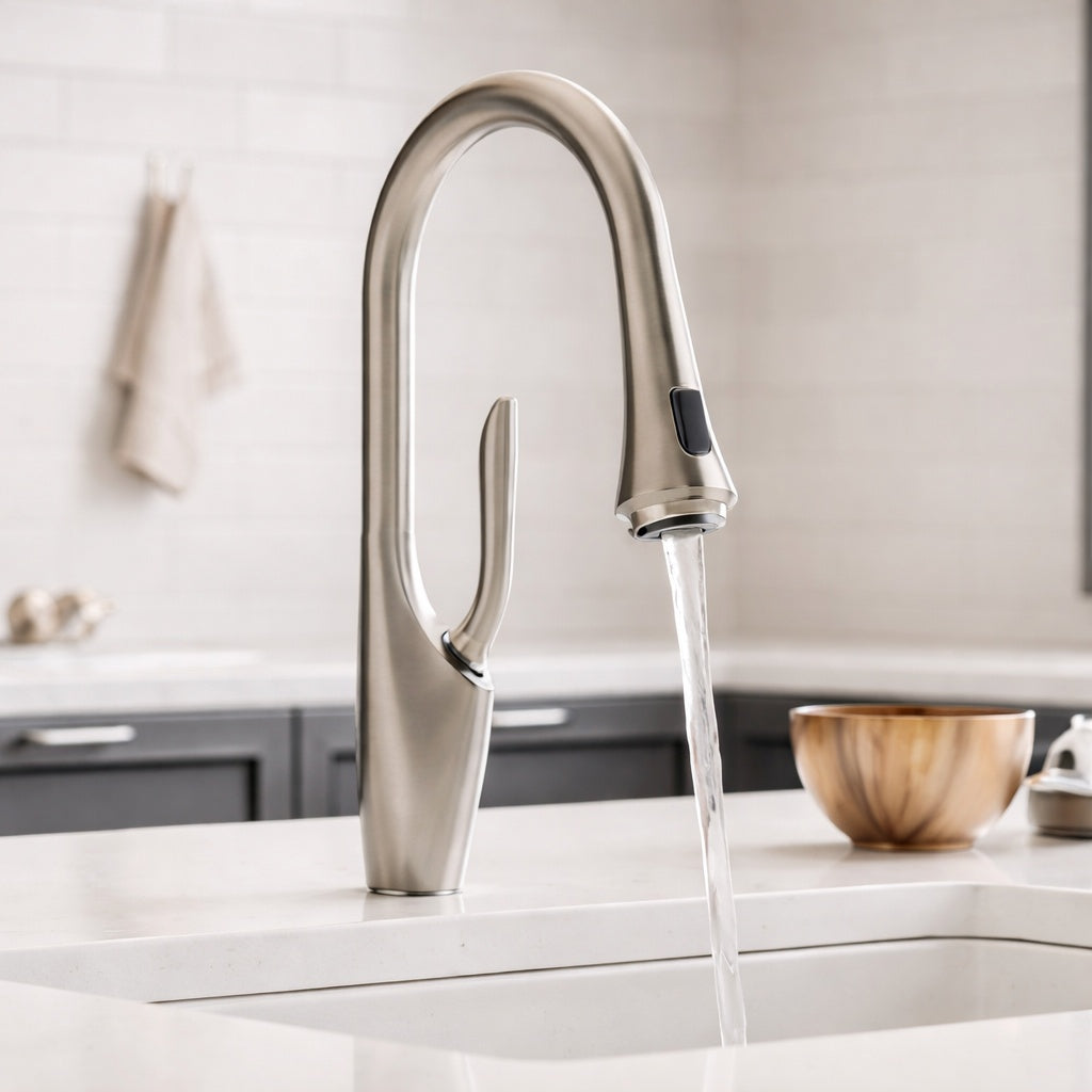 CRANACH Single Handle 18 in H Pull Down Sprayer Kitchen Faucet with 360 Spout Swivel and Dual Spray in Polished Chrome