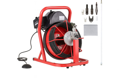 Drain Cleaner Machine 50 ft x 5 16 in Auto Feed Sewer Snake Auger Electric Drain Cleaning Machine with 4 Cutters