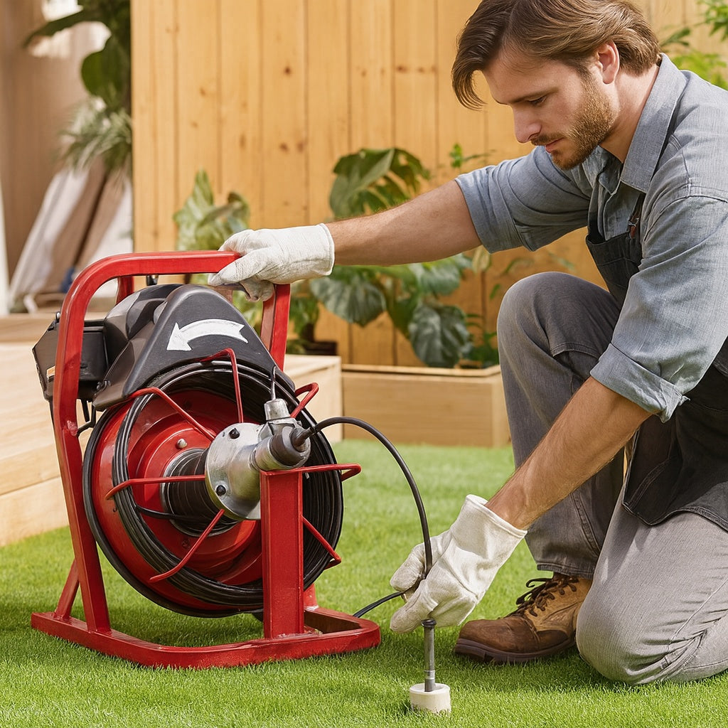 Drain Cleaner Machine 50 ft x 5 16 in Auto Feed Sewer Snake Auger Electric Drain Cleaning Machine with 4 Cutters