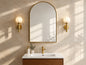 Swiss Madison Porte 20 in W x 30 in H Arched Recessed Wall Mount Medicine Cabinet with Mirror in Gold SM MC9001BG