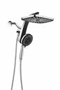 Numhew 2 Piece High Pressure Rain Shower Head in Chrome with Fixed Showerhead and 10 Sprays Handheld Shower Head