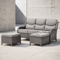 Bellefurn NovaSwivel Brown 3 Piece Wicker Outdoor Couch Patio Sectional Sofa with 6 in Thick Gray Cushions and Ottomans