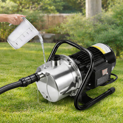 SKYSHALO Shallow Well Pump 1 5 HP 115V 1200 GPH 164 ft Height 87 psi Max Pressure Portable Stainless Steel Sprinkler Booster