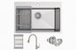 AKDY All-in-One 25 in. x 22 in. Drop-in Single Bowl Stainless Steel Kitchen Sink with Pull-Down Kitchen Faucet