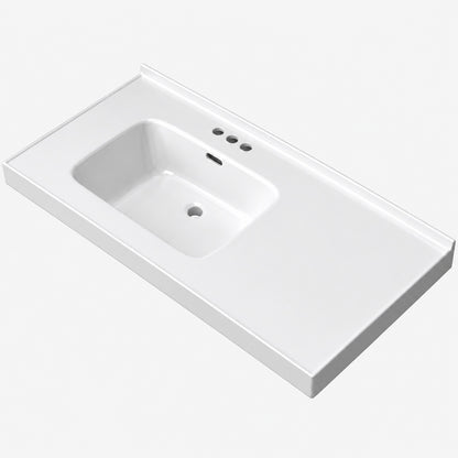 NTQ 43 in W x 22 in D Solid Surface White Vanity Top Bathroom Rectangular Single Sink Vanity Top in White with Overflow