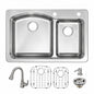Glacier Bay Bratten 33 in Drop In 60 40 Double Bowl 18 Gauge Stainless Steel Kitchen Sink