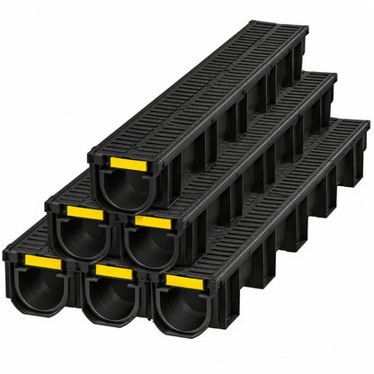 SKYSHALO Trench Drain System Plastic Grate 5 9 x 5 1 x 39 4in HDPE Drainage Trench Black Plastic Garage Floor Channel Drain PSLGM10010062P7QMV0 250509