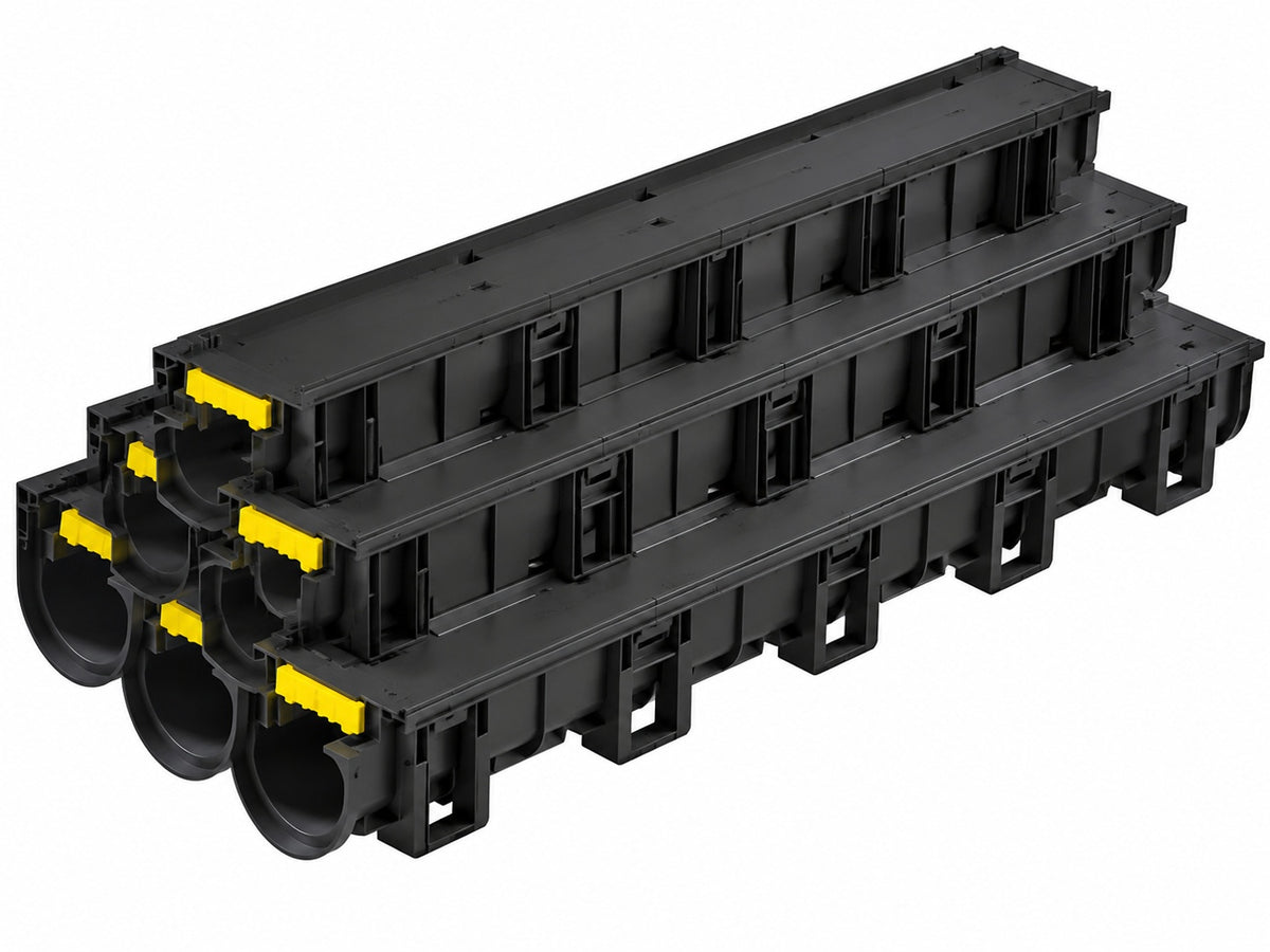 SKYSHALO Trench Drain System Plastic Grate 5 9 x 5 1 x 39 4in HDPE Drainage Trench Black Plastic Garage Floor Channel Drain PSLGM10010062P7QMV0 250509