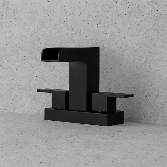 EVERSTEIN Waterfall 4 in. Centerset Double Handle Mid Arc Bathroom Faucet 1.2 GPM in Matte Black