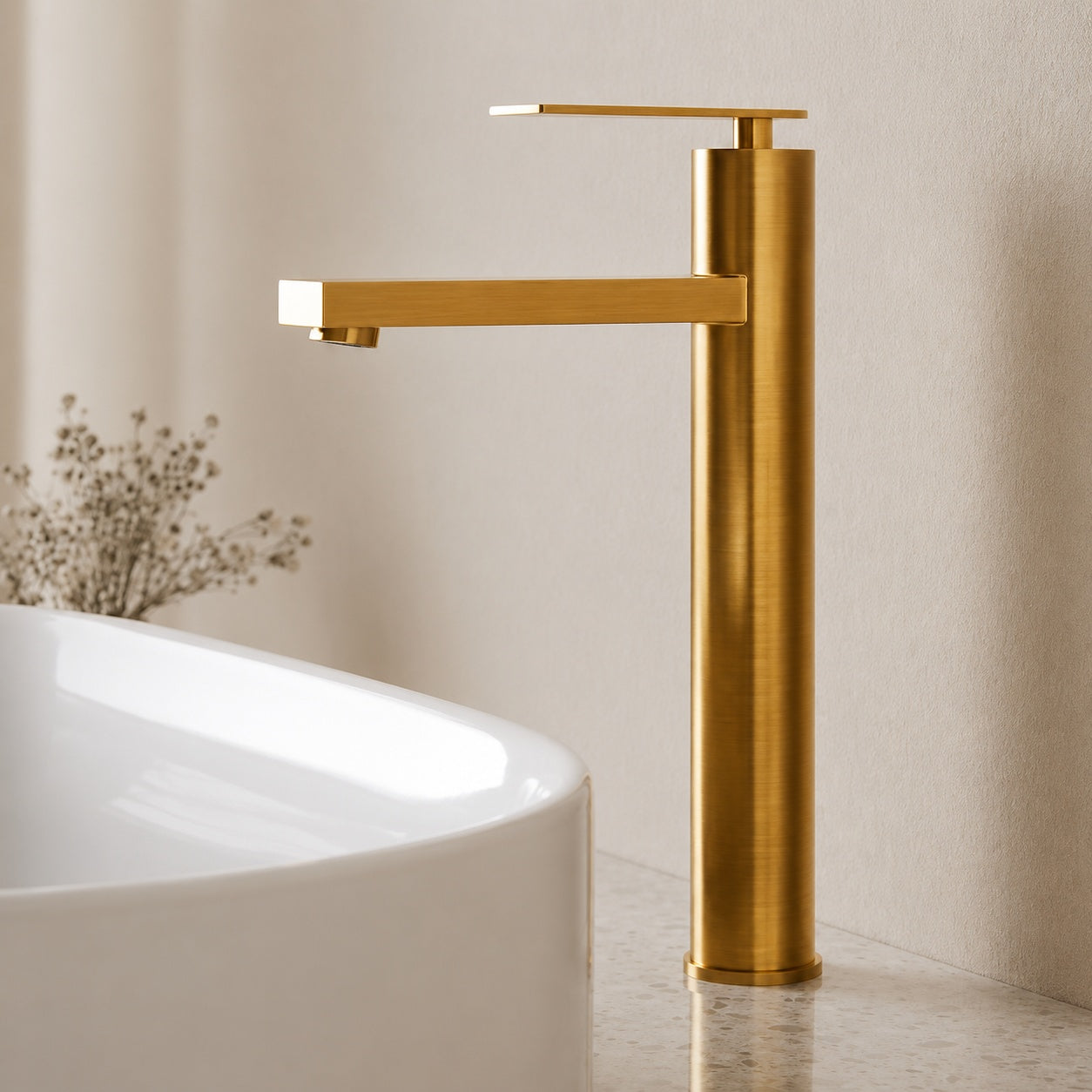 EVERSTEIN 12 in Height Single Handle Single Hole Bathroom Faucet 1 2 GPM Spot Resistant in Brushed Gold