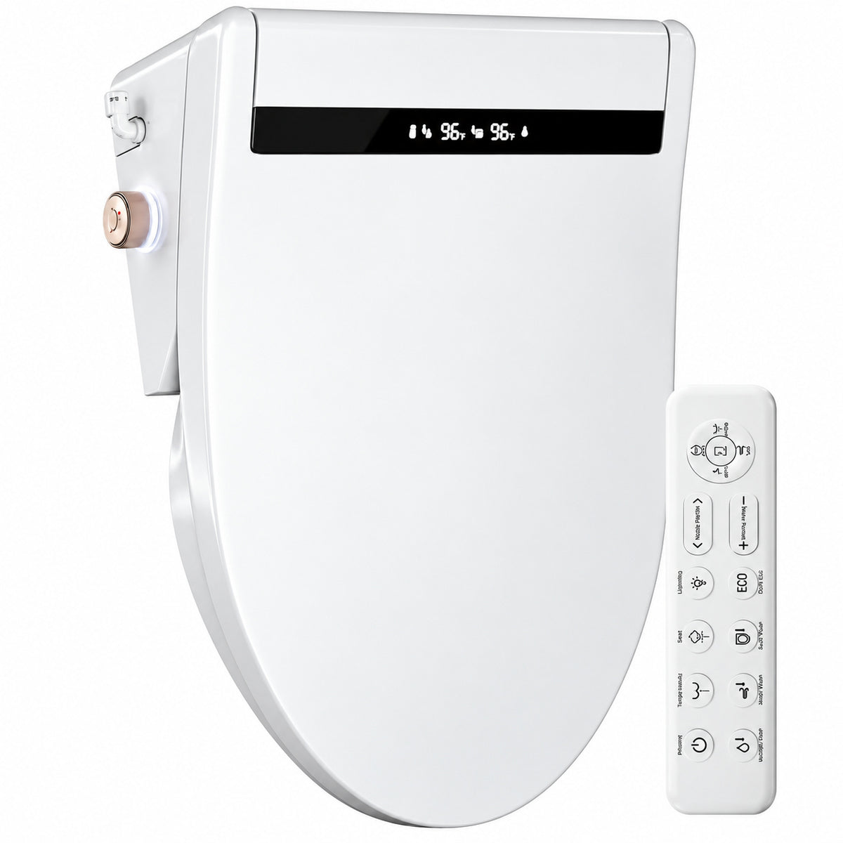 YULIKA Electric Bidet Toilet Seat Bidet Seat for Elongated Toilet with Air Dryer Heated Seat Soft Close Night Light in White HD L132V