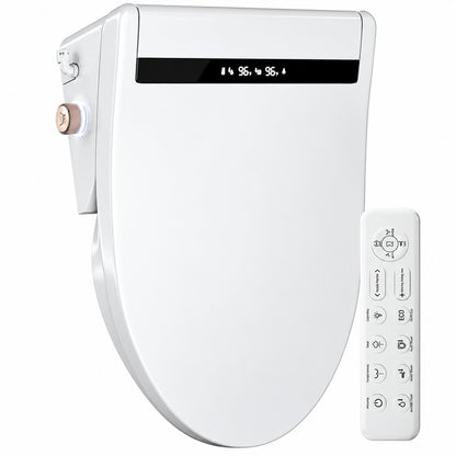 YULIKA Electric Bidet Toilet Seat Bidet Seat for Elongated Toilet with Air Dryer Heated Seat Soft Close Night Light in White HD L132V
