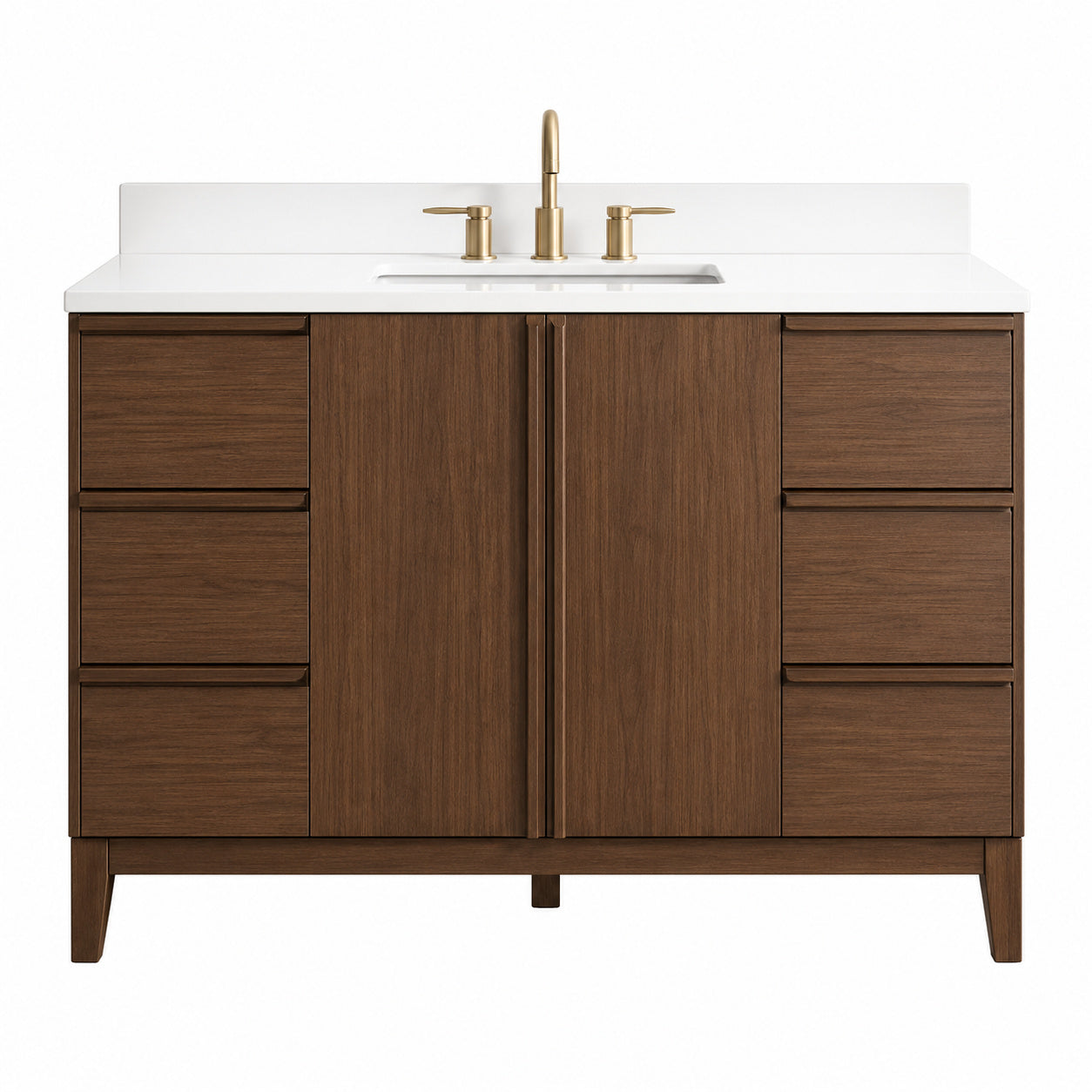 Home Decorators Collection Sellan 49 in Single Sink Dark Walnut Bath Vanity with Calacatta White Quartz Top Assembled