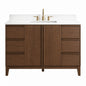 Home Decorators Collection Sellan 49 in Single Sink Dark Walnut Bath Vanity with Calacatta White Quartz Top Assembled