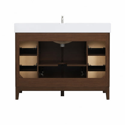 Home Decorators Collection Sellan 49 in Single Sink Dark Walnut Bath Vanity with Calacatta White Quartz Top Assembled