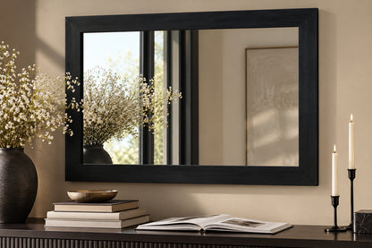 LuxHomez 30 in W x 40 in H Classic Medium Black Rectangular Wood Frame Bathroom Vanity Wall Mirror Full Body Mirror 76101 BK WMFZ 2
