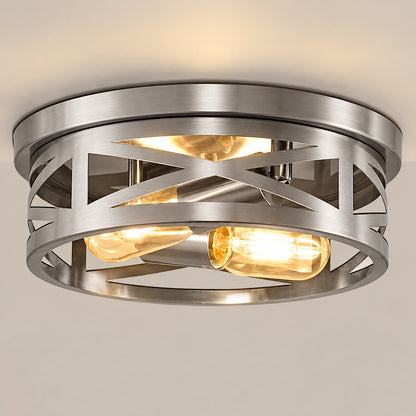 Emeritpro 10 6 in Brushed Nickel Flush Mount Ceiling Light2 Light Ceiling Fixture for Bedroom Hallway Entryway Bulb Not Included HG QX05901BNK 1AP3