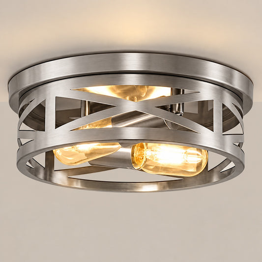 Emeritpro 10 6 in Brushed Nickel Flush Mount Ceiling Light2 Light Ceiling Fixture for Bedroom Hallway Entryway Bulb Not Included HG QX05901BNK 1AP3