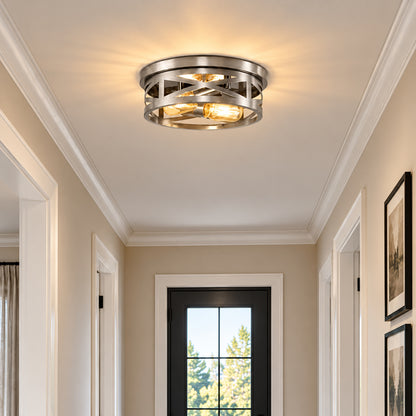 Emeritpro 10 6 in Brushed Nickel Flush Mount Ceiling Light2 Light Ceiling Fixture for Bedroom Hallway Entryway Bulb Not Included HG QX05901BNK 1AP3