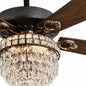 MOKSILED 52 in Indoor Black 3 Color LED Crystal Fandelier 6 Speed Quiet Ceiling Fans with Lights and Remote Control Included