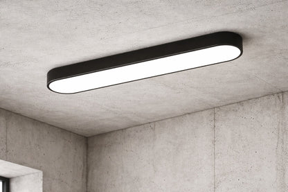 HUOKU Lumin 31 5 in W Matte Black Integrated LED Flush Mount Long Rectangular Ceiling Light Main Lighting for KitchenBathroom